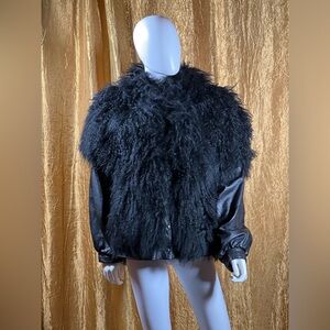Revillon Saks Fifth Ave Mongolian lamb fur coat 1980’s w/detachable sleeves.